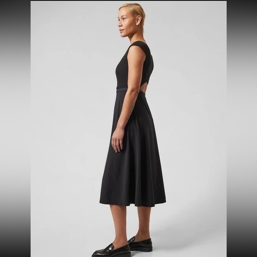 Athleta Ryder Dress Black Fit & Flare Midi Size Small S